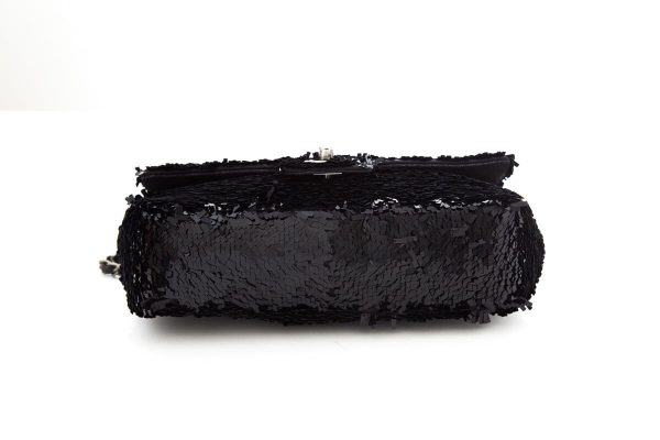 Chanel Black Sequin 2013 14 Single Flap Handbag Online now