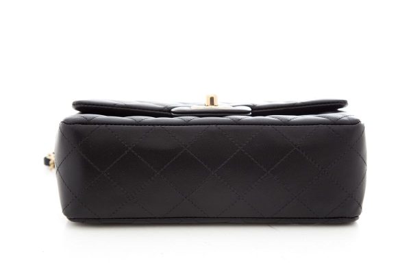 Chanel Black Single Flap 2022  Mini Lamb Leather Handbag For Cheap