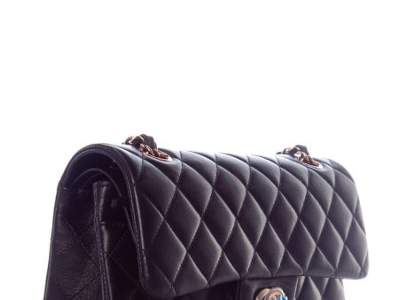 Chanel Black Lambskin Small Classic Flap RGHW  Handbag Online Hot Sale