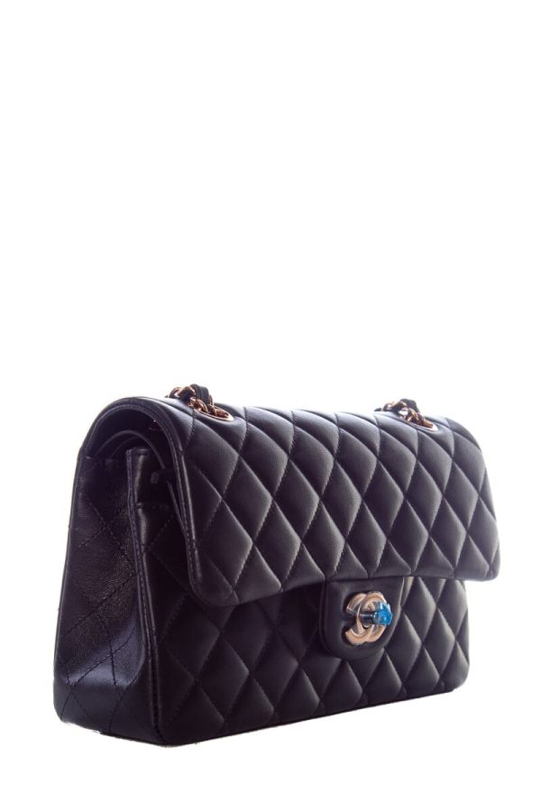 Chanel Black Lambskin Small Classic Flap RGHW  Handbag Online Hot Sale