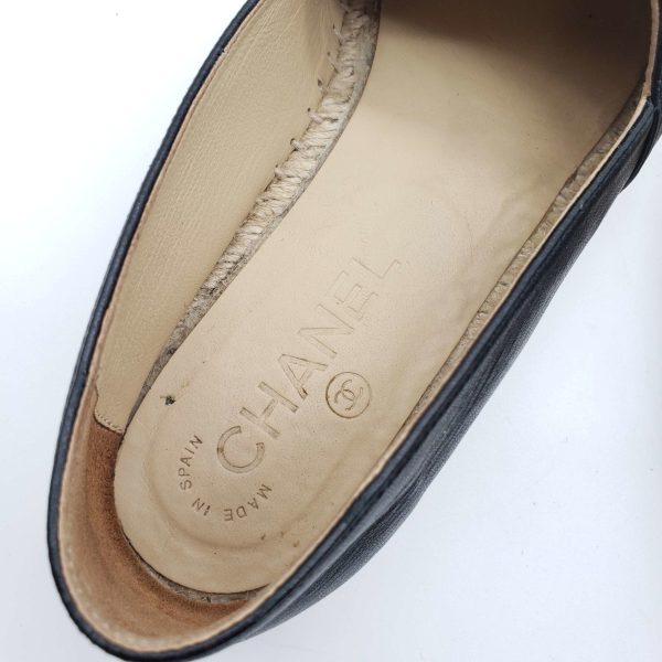 Chanel CC Lambskin Black Espadrille Shoes For Cheap