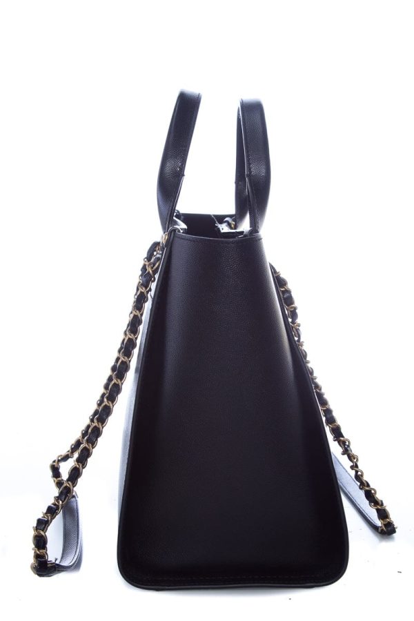 Chanel Black Caviar Studded Deauville Tote Handbag For Discount