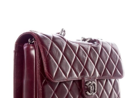 Chanel Perfect Edge Flap Burgundy with Silver Hardware Handbag Hot on Sale