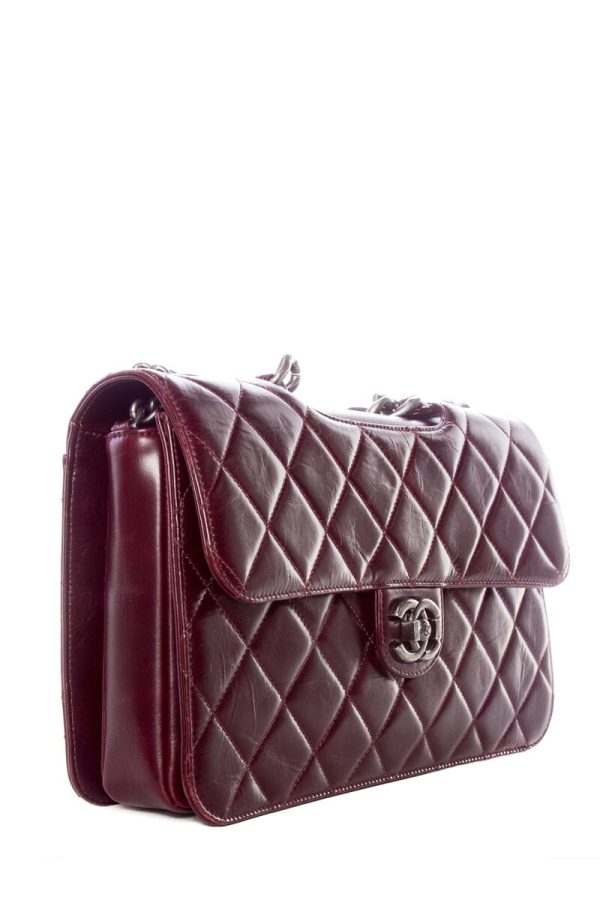 Chanel Perfect Edge Flap Burgundy with Silver Hardware Handbag Hot on Sale