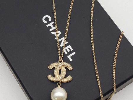 CHANEL Pearl Goldish Color Necklace Adjustable Sizes For Discount