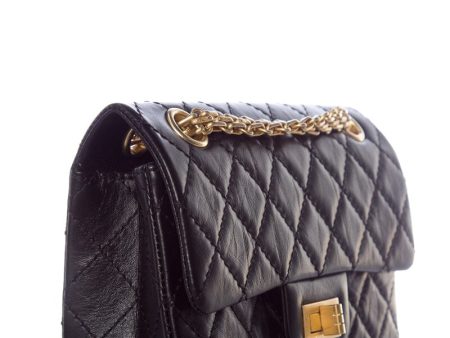 Chanel Black Quilted Soft Lamb Skin 2.55 Mini AGHW Handbag on Sale