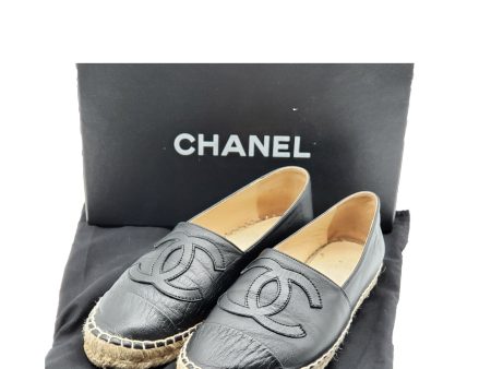 Chanel CC Lambskin Black Espadrille Shoes For Cheap