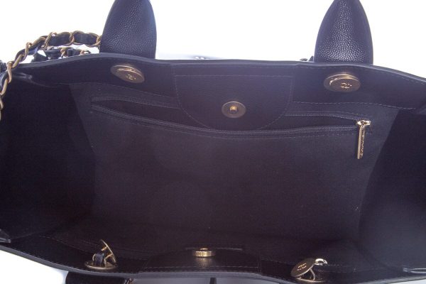 Chanel Black Caviar Studded Deauville Tote Handbag For Discount