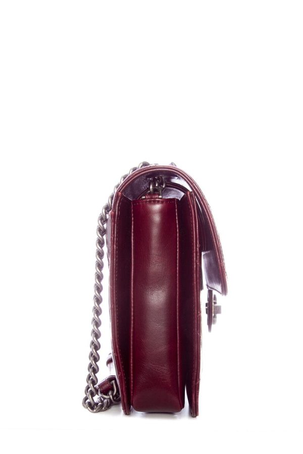 Chanel Perfect Edge Flap Burgundy with Silver Hardware Handbag Hot on Sale