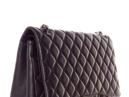 Chanel Midnight  Double Flap Caviar Maxi SHW Handbag Fashion