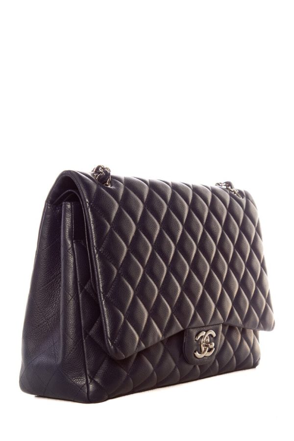 Chanel Midnight  Double Flap Caviar Maxi SHW Handbag Fashion