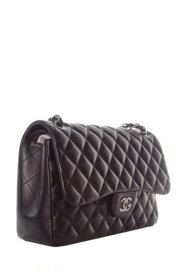 Chanel Black Jumbo Lambskin Double SHW  Handbag on Sale