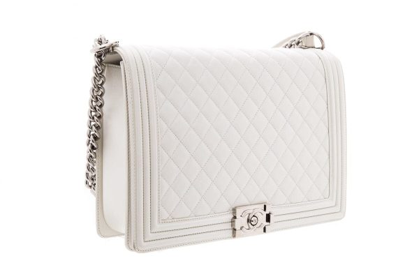 Chanel 2012 Limited Edition Iridescent White XL Boybag Online now