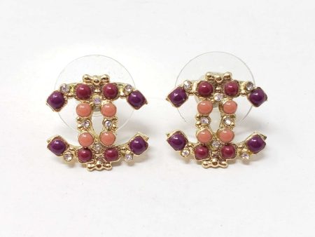 Chanel CC Goldish Earrings with stone Discount