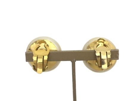 CHANEL CC Logo Pearl Ball Shape Gold Tone Earrings For Sale