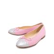 Chanel Bicolor CC Cap Toe Fabric Bow Flat Ballerina 36 For Cheap