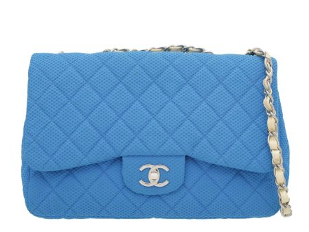 Chanel Bicolor Perforated Jersey Classic Single Flap Bag For Discount