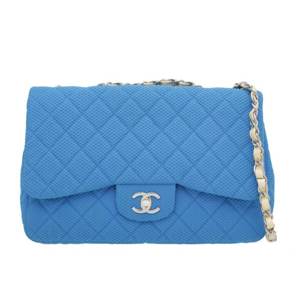 Chanel Bicolor Perforated Jersey Classic Single Flap Bag For Discount