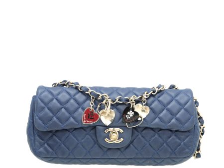 Chanel Blue East West Valentine Charms Flap Bag Fashion