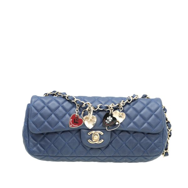 Chanel Blue East West Valentine Charms Flap Bag Fashion