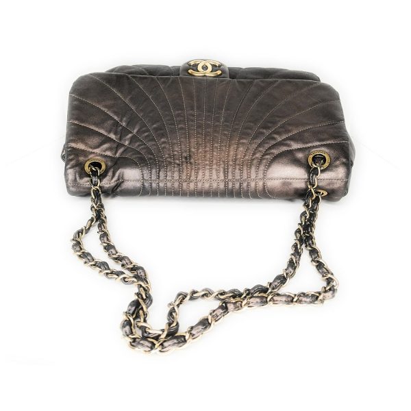 Chanel Paris-Shanghai Quilted Fan Flap Bag Metallic Lambskin on Sale