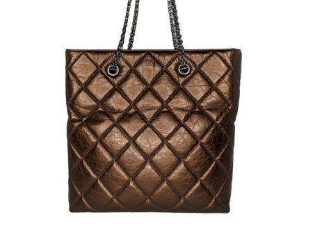 Chanel Metallic Aged Calfskin Quilted Reissue Tall Tote Bronze Hot on Sale