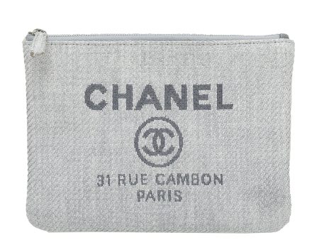 Chanel Blue CC Tweed Deauville Zip Pouch Online now