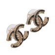 Chanel Black CC Enamel Baroque Stud Earrings For Cheap