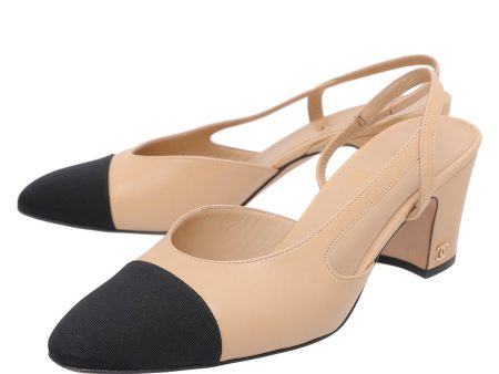 Chanel Bicolor Slingback Pump 37.5 Hot on Sale