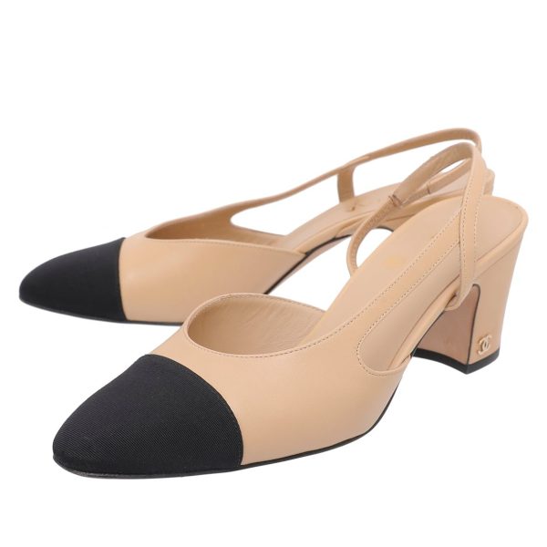 Chanel Bicolor Slingback Pump 37.5 Hot on Sale