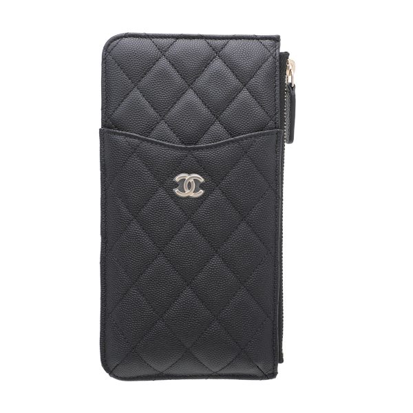 Chanel Black CC Classic Phone Flat Wallet Pouch For Cheap