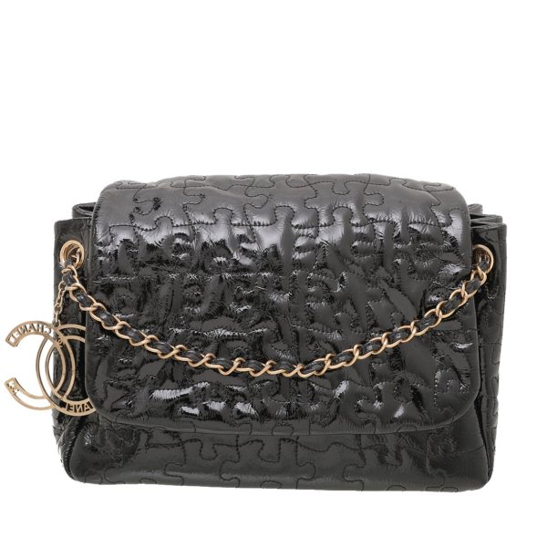 Chanel Black Puzzle Accordion Flap Bag For Sale