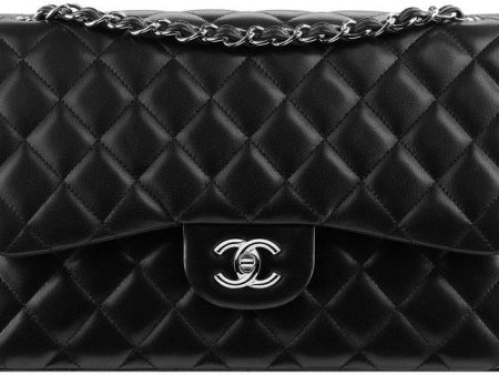 Chanel Classic Jumbo Double Flap Bag Black SiLouis Vuittoner Hardware Fashion