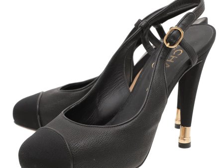 Chanel Black Captoe Slingback 39 Online