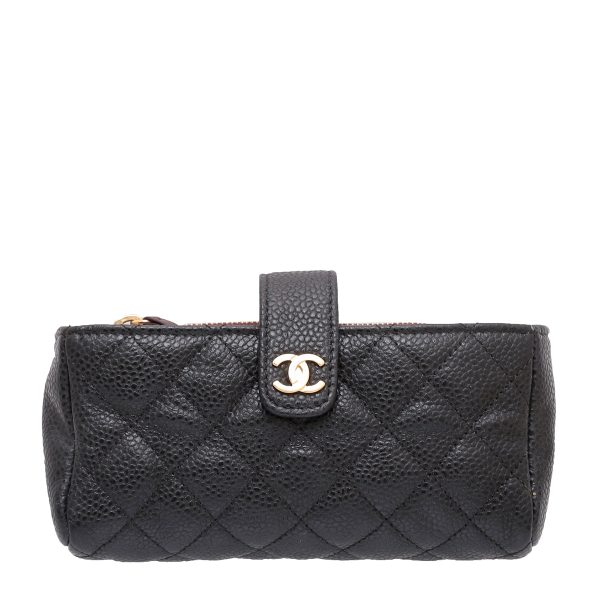 Chanel Black CC O Mini Mobile Pouch Online now