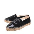 Chanel Black CC Cap Toe Metallic Fabric Espadrille 42 For Sale