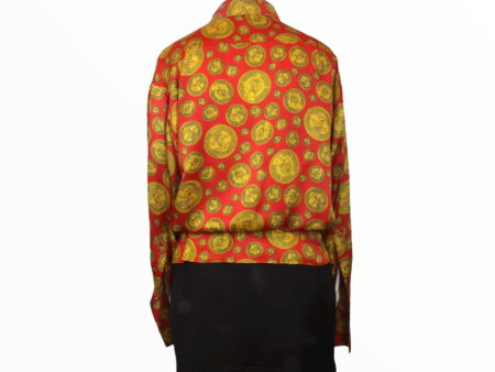 Chanel red blouse with coin Chanel motif - M - 1990s Sale