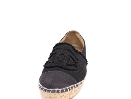 Chanel Black CC Linen Espadrille 40 Discount