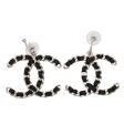 Chanel Black CC Satin Interwoven Earrings Online Hot Sale