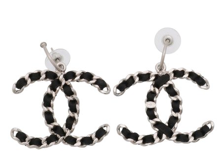 Chanel Black CC Satin Interwoven Earrings Online Hot Sale