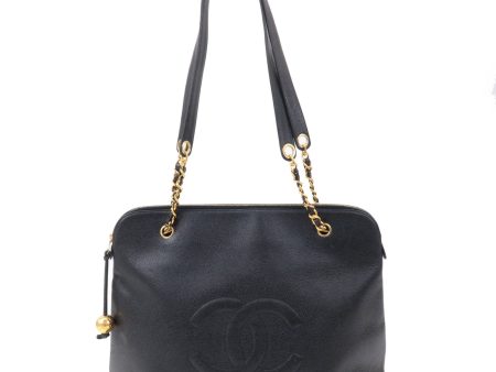 CHANEL Caviar Skin Chain Tote Bag Black Gold Hardware A03578 Sale