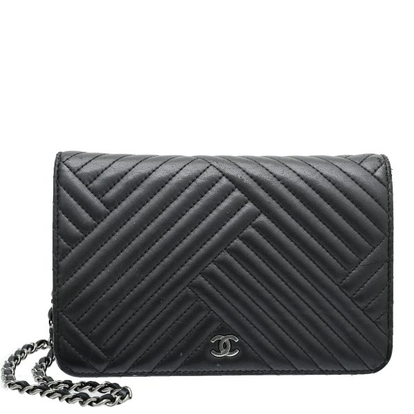 Chanel Black CC Crossing Wallet On Chain Discount