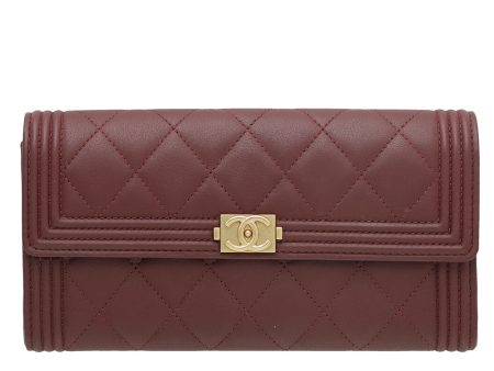 Chanel Burgundy Le Boy Flap Wallet Sale