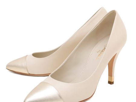 Chanel Bicolor CC Metallic Cap Toe Pumps 39.5 Cheap