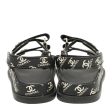 Chanel Black CC Dad Logo Print Sandals 38 Hot on Sale