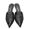 Chanel Black CC Cap Toe Pearl Heel Mules 36 Online