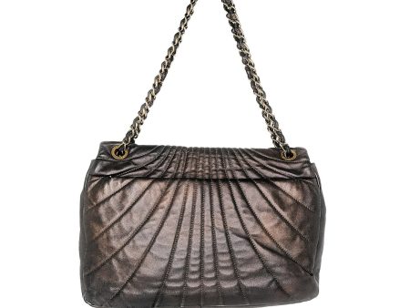 Chanel Paris-Shanghai Quilted Fan Flap Bag Metallic Lambskin on Sale