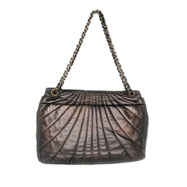 Chanel Paris-Shanghai Quilted Fan Flap Bag Metallic Lambskin on Sale