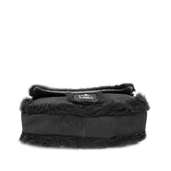 Chanel Black CC Mouton Fur Flap Bag Online Sale