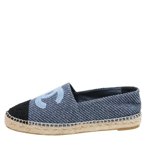 Chanel Bicolor Tweed CC Embroidered Espadrille 39 Cheap